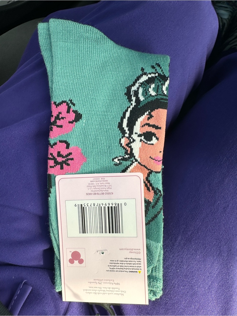 New Disney Princess Crew Socks Trio - Cinderella, Tiana & Snow White - Picture 10 of 11